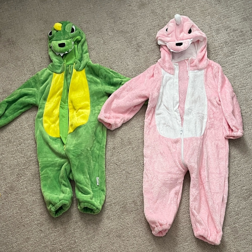 Green & Pink Dinosaur Plush Onesies/Costumes